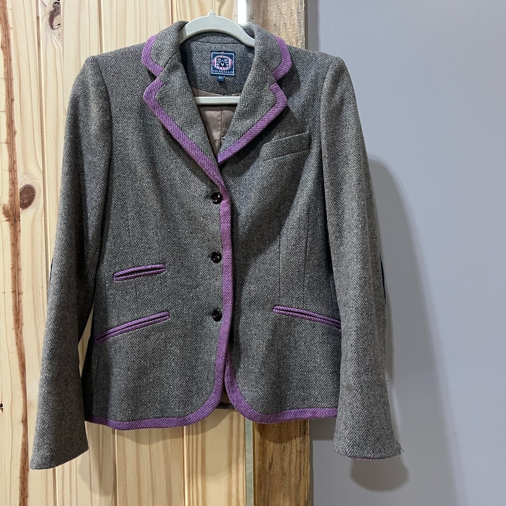 Vilagallo Gray Blazer with Purple Accents
